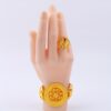 4pcs Middle Eastern Themed Set Earrings Rings Bracelet Necklace 24K Golden Plated Dubai Women's Wedding Jewelry - Image 5