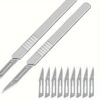 [:en]2pcs Handle Scalpel+10pcs Blades, 11# 23# Carbon SteelSurgical Scalpel DrY Utility Knife Cutting Tool PCB RepairAnimal Surgical Knife[:ar]2pcs Handle Scalpel+10pcs Blades, 11# 23# Carbon SteelSurgical Scalpel DrY Utility Knife Cutting Tool PCB RepairAnimal Surgical Knife[:] - Image 6