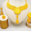 Golden Plated Luxury Long Jewelry Set African Women's Wedding Banquet Necklace Pendant Set Bracelet Earrings Necklace - Image 8