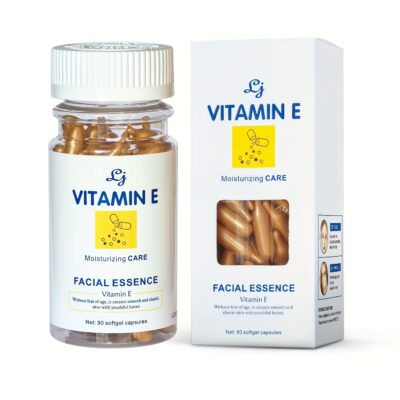 90 Vitamin E Facial Essence Capsules, Face Lifting Concentrate Liquid, Gentle Moisturizing, Tightening Light Beige, Softening Hydrating Face Serum Suitable for All Light Beige Types.
