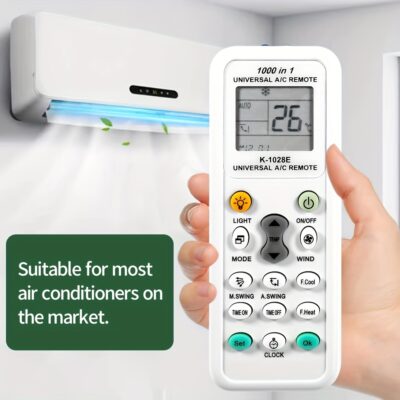 K1028E Latest Universal A/C Remote Control - Compatible with Multiple Brand and Model Air Conditioning Remotes, Features Intuitive LED Display, Easy-to-Use Buttons for Effortless Control, Remote Control for AC