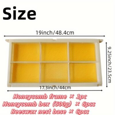1Set, 2Set, Honeycomb Honey Box Set, Honeycomb Honeybox, Plastic Honeycomb, Plastic Honeycomb Honey Frame in The Honeycomb Honey Full Set, Honeycomb Frame×1pc + Honey Box×6pcs + Honey Nest Base×6pcs