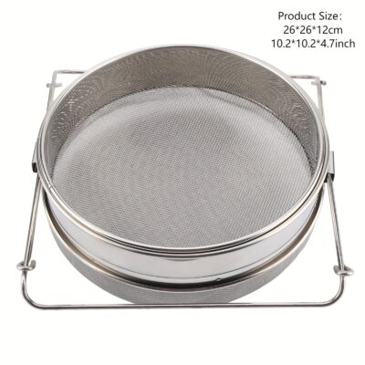 Stainless Steel Honey Strainer, Silvery Double Layer Honey Sieve Strainer Filter Set with Adjustable Arms Bee Debris Harvest Tool Beekeeping Equipment for Honey Processing Honey Extracting