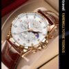 LIGE Elegant Moon Phase Calendar Quartz Watch for Teens & Adults - Rose Golden Zinc Alloy Case, Brown Faux Leather Strap, Luminous Dial, Business & Sports Style, Valentine'S Day Gift, Luxury Watch, Moon Phase Watch, Sophisticated Design, Highquality Craft - Image 12