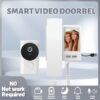 8.89cm Screen Video Doorbell No Subscription, No APP, No WiFi. Wireless Doorbell Camera with Night Vision - Easy One-Click Connection, Two-Way Intercom, Rechargeable Battery, Low Power Consumption, Ideal for Home Security/Office/Indoor/Monitoring, White, - Image 11