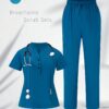 [:en]Women'S Elegant Scrub Set - Solid Color V-Neck Short Sleeve Top & Pants with Pockets, Breathable Summer Uniform for Healthcare Professionals, Healthcare Professional Apparel | Elegant Outfit | Functional Desig[:ar]Women'S Elegant Scrub Set - Solid Color V-Neck Short Sleeve Top & Pants with Pockets, Breathable Summer Uniform for Healthcare Professionals, Healthcare Professional Apparel | Elegant Outfit | Functional Desig[:] - Image 6