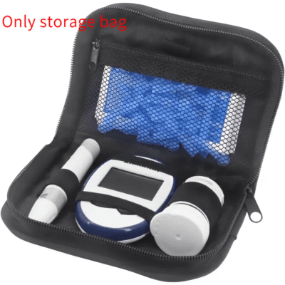 Portable Diabetes Organizer Kit with Blood Glucose Meter, Insulin Pens Lamp; Test Strips - Compact Travel Storage Bag for Diabetics, White & Blue Design, Zippered Compartments, Durable PVC Material, Diabetes Accessories, Sleek Design, Secure Zipper Closure