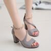 Elegant Women'S Open-Toe High Heel Sandals with Beaded Ankle Strap - Fashionable Black Dress Shoes for Formal Occasions, Rubber Sole, PU Cover, Comfortable  Stylish - Image 7