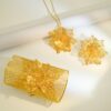 3pcs Latest Middle Eastern Fashion Luxury High-End Design 24K Golden Plated New Women's Flower Jewelry Set, Necklace Earrings Ring Set, Three-in-One Use: Can Be Used as Necklace, Brooch, Scarf Pin for Daily Wear, Ramadan Accessories, Suitable for Weddings - Image 2