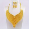 4pcs Middle Eastern Themed Set Earrings Rings Bracelet Necklace 24K Golden Plated Dubai Women's Wedding Jewelry - Image 2