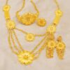 Middle East Dubai Luxury Set: Bridal Flower Necklace, Bracelet, Earrings & Ring Party Wedding Versatile Set for Women - Image 3