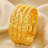 4pcs Elegant Golden Bangle Bracelets with Intricate Floral Design - Luxurious Copper Handcrafted for Women, Ideal for Daily Wear & Gift, Festive Accessory|Intricate Craftsmanship|Durable Craftsmanship - Image 5