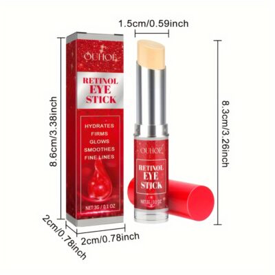 2-Pack Retinol Eye Stick - Hyaluronic Acid & Squalane Firming Moisturizer for Anti-Puffiness, Dark Circles & Fine Lines, Hypoallergenic Brightening Eye Cream with Vitamin C, All Light Beige Types, Travel-Friendly with Plant Squalane