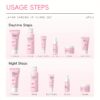 LAIKOU Sakura Skincare 6pcs/Set, with Serum, Cleanser, Toner, Face Cream, Eye Cream, Day Night Moisturizer, Sun Cream, Contain Vitamin C & Niacinamide - Image 4