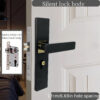 1pc Sleek Black Indoor Door Lock - Silent Aluminum Alloy Handle for Solid Wood Doors, Modern Design with Golden Accents, Fit for Bedroom & Bathroom, No Battery Required, Bathroom Lock for Door, Home Privacy Security, Durable Metal Construction - Image 5