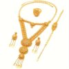 1pc Elegant Arabian-Style Long Necklace with Matching Earrings, Bracelet, and Ring - Zinc Alloy, 24K Golden Plated, Detailed Floral & Geometric Design, Perfect for Daily Wear, Parties, and Special Occasions, Ideal Gift for Engagement & Wedding, Wedding Je - Image 4