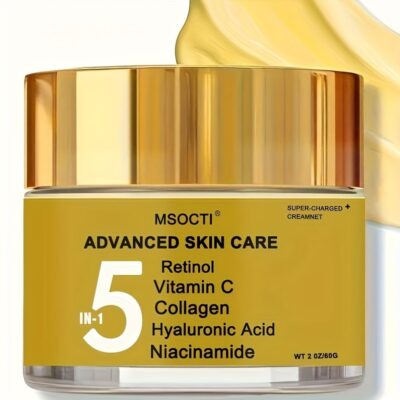 1pc MSOCTI Advanced 5-in-1 Anti-Aging Cream for All Skin Types - Moisturizing Face Cream with Retinol, Vitamin C, Collagen, Hyaluronic Acid, Niacinamide - Alcohol-Free, Firming & Repairing Skin Care