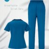 [:en]Women'S Elegant Scrub Set - Solid Color V-Neck Short Sleeve Top & Pants with Pockets, Breathable Summer Uniform for Healthcare Professionals, Healthcare Professional Apparel | Elegant Outfit | Functional Desig[:ar]Women'S Elegant Scrub Set - Solid Color V-Neck Short Sleeve Top & Pants with Pockets, Breathable Summer Uniform for Healthcare Professionals, Healthcare Professional Apparel | Elegant Outfit | Functional Desig[:] - Image 2