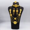 Middle East Dubai Luxury Set: Bridal Flower Necklace, Bracelet, Earrings & Ring Party Wedding Versatile Set for Women - Image 4