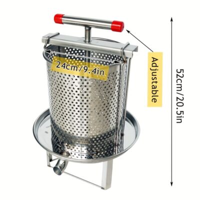 Precision, Glorious Future Premium Stainless Steel Honey Press - Manual Beekeeping Tool for Easy Honey & Wax Extraction, Multi-Functional Fruit Crusher and Honey Extractor