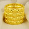 4pcs Bohemian Sexy Style 24K Golden Plated Hollow Leaf Bangle Set, Zinc Alloy, Perfect for Daily Wear & Gifting, Ideal for Thanksgiving, Birthday & Anniversary Presents for Mother and Wife Girlfriend - Image 3
