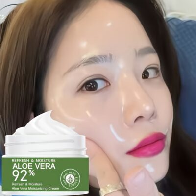 92% Aloe Vera Facial Moisturizing Cream with Vitamin E & Glycerin - Hypoallergenic, for Dry Light Beige, All Light Beige Types, Non-Greasy Formula for Daily Use, Light Beige Hydration, Sleek Packaging, Natural Ingredients