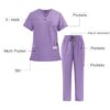 [:en]High-End Four-Way Stretch V-Neck Solid Color Short-Sleeve Straight-Leg Pants Set for Hospital Work, Nurse Uniforms, Scrubs, And Surgical Attire Suitable for All Seasons.[:ar]High-End Four-Way Stretch V-Neck Solid Color Short-Sleeve Straight-Leg Pants Set for Hospital Work, Nurse Uniforms, Scrubs, And Surgical Attire Suitable for All Seasons.[:] - Image 41