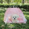 [:en]Outdoor Pet Tent House for Cats and Small Dogs, Pink Polyester Fiber Portable Shelter with Mesh Windows and Bow Details[:ar]Outdoor Pet Tent House for Cats and Small Dogs, Pink Polyester Fiber Portable Shelter with Mesh Windows and Bow Details[:] - Image 13