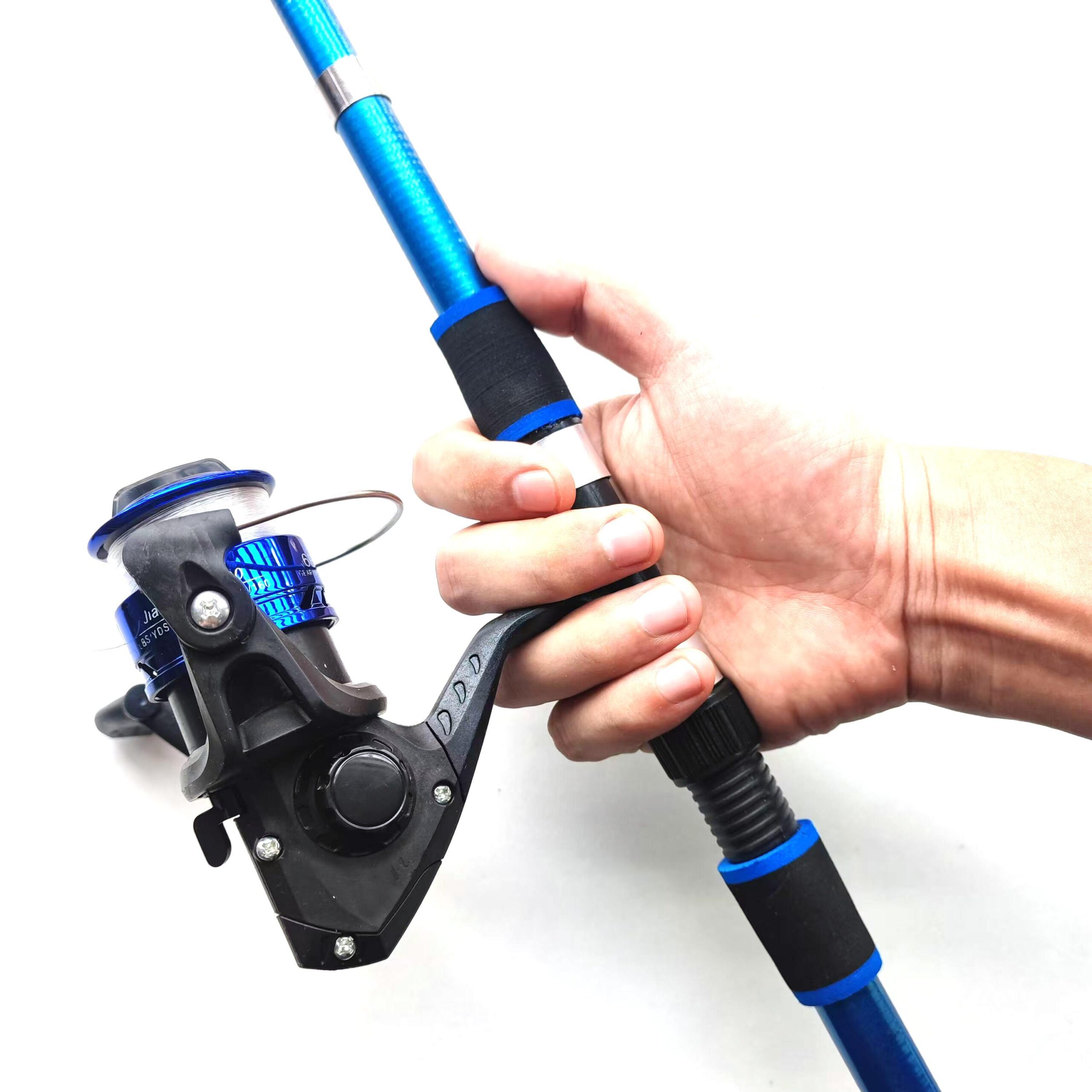 Telescopic Spincasting Fishing Rod Combo, 182.88cm Fiberglass Right-Handed, Fast Action, Light Power, 5.2:1 Spinning Reel with Lure Set, Blue - Image 7