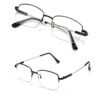 1pc Elegant Square Frame 4-in-1 Photochromic Multifocal Progressive Reading Glasses, Acrylic Lens, Metal Semi-Rimless with Memory Hinges, Comfortable Business Style, Portable with Case for Businessmen - Image 6
