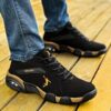 Men'S Air Cushion Casual Sneakers - Breathable Mesh & PU Upper, Geometric Design, Lace-Up Closure, Black/White Colorway for Outdoor Running, Walking & Casual Attire, Athletic Footwear | Sporty Look | Comfortable Fit - Image 4