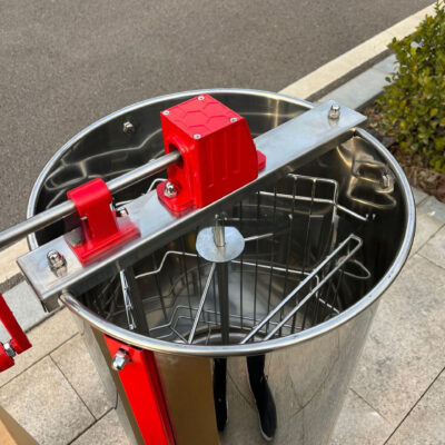 Heavy-Duty Commercial Grade Manual Honey Extractor - Stainless Steel 3-frame Beekeeping Equipment with Red Adjustable Legs & Honey Valve, Efficient Manual Spinner for Professional & Hobby Beekeepers - Durable Apiary Extractor, Sturdy Construction, Robust