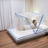 Portable Folding Mosquito Net with Built-in Stand - No Assembly Needed, Lightweight & Compact Travel Bed Canopy, Fine Mesh Insect Proof Tent for Camping, Dorm, Home - Easy Setup, Sturdy Frame, Summer Essential (Blue) - Ideal for Travel, Indoor/Outdoor Use - Image 4