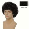 Men's Stylish Black Short Curly Wig - Heat Resistant Synthetic Fiber, Natural Look for Cosplay & Casual Attire, Rose Net Cap, Loose Wave Style, Breathable Hat Construction, Perfect for Parties and Daily Use - Image 3