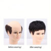 Men's Short Straight Clip-In Hairpiece with Bangs - Natural Black, High-Temperature Synthetic Fiber, Invisible Clip-On Style for All Skin Tones - Image 4