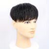 Men's Short Straight Clip-In Hairpiece with Bangs - Natural Black, High-Temperature Synthetic Fiber, Invisible Clip-On Style for All Skin Tones - Image 6