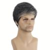 Men'S Fashion Curly Wave Wig, 25.4 cm Mixed Grey Synthetic Fiber with Side Bangs, High Temperature Fiber, Rose Net Cap, 130% Density, Suitable for Daily Wear, Festivals, Halloween Costumes, and Parties - Image 2