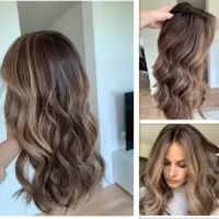 Ash Brown Honey Blonde Highlights glueless wig Natural Women Lace Wigs Synthetic Futura Fibre Loose Deep Wave Brunette Brown Wig
