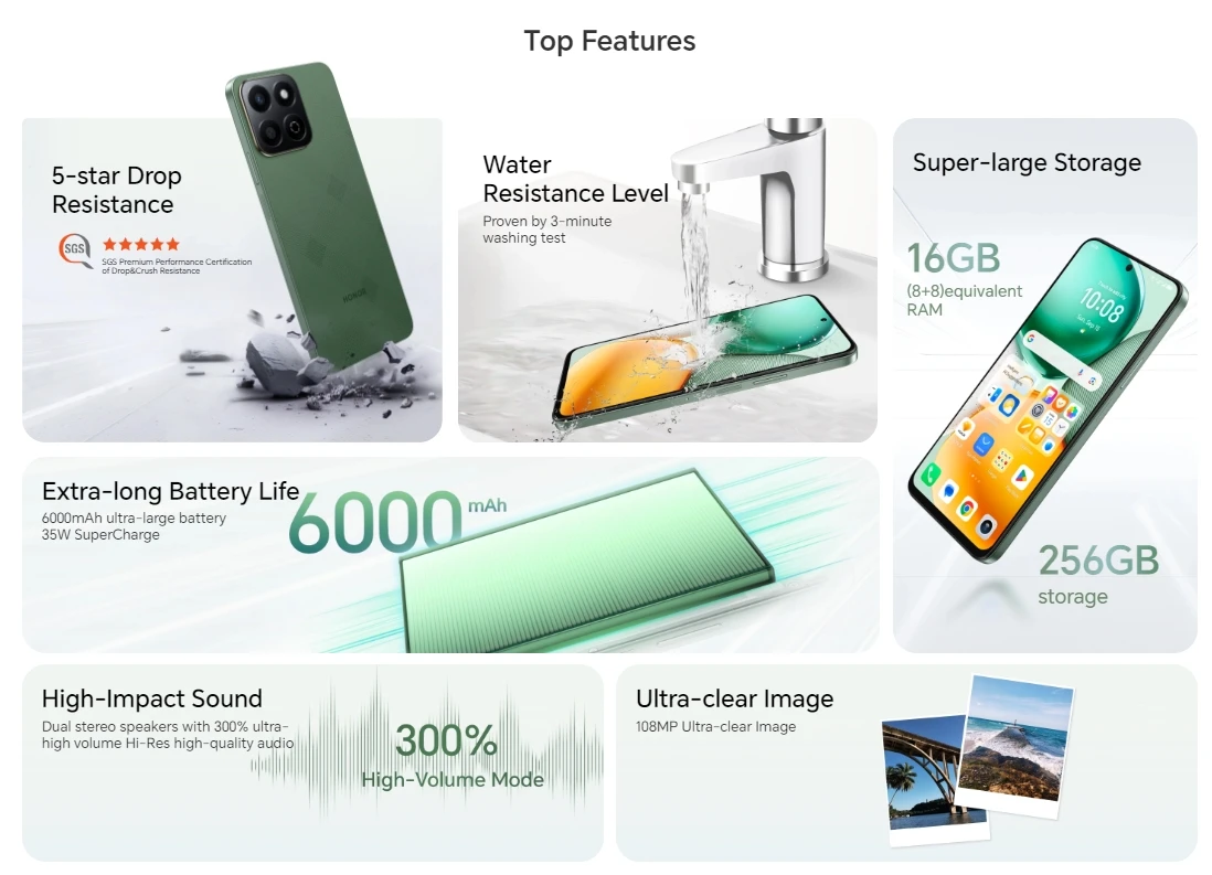 2024 New HONOR X7c 4G Global Version Snapdragon 685 6.77" 120Hz IPS LCD Display 108MP Dual Camera 6000mAh Long Battery Phone - Image 14