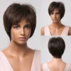 Synthetic Straight Black Wig Short Pixie Cut Wig with Side Bangs for Black Women Afro Cosplay Daily Heat Resistant Fiber Hair - Image 10