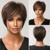 Synthetic Straight Black Wig Short Pixie Cut Wig with Side Bangs for Black Women Afro Cosplay Daily Heat Resistant Fiber Hair - Image 22