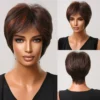 Synthetic Straight Black Wig Short Pixie Cut Wig with Side Bangs for Black Women Afro Cosplay Daily Heat Resistant Fiber Hair - Image 11