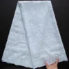 Luxury African Swiss Voile Lace Fabric - 5Yard Floral Embroidery Cotton Lace With Rhinestones For Bridal Couture & Evening Dress - Image 10