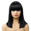 The new wig sells well for women in fashion with long black synthetic fiber high temperature silk wig with bangs - Image 3