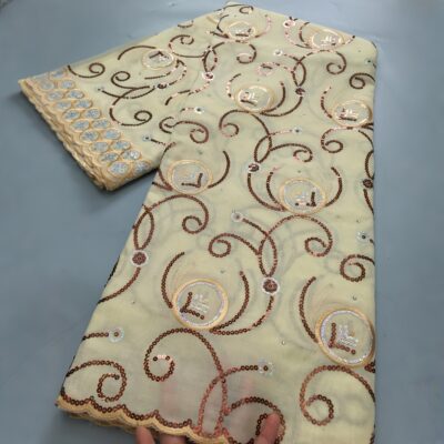 4.57 meter/African Lace Fabric, Swiss Tulle Floral Embroidery Lace Fabric with Rhinestones And Sequins, Suitable for Weddings/ Daily/ Parties