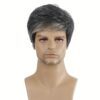 Men'S Fashion Curly Wave Wig, 25.4 cm Mixed Grey Synthetic Fiber with Side Bangs, High Temperature Fiber, Rose Net Cap, 130% Density, Suitable for Daily Wear, Festivals, Halloween Costumes, and Parties - Image 4