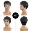 Men'S Fashion Curly Wave Wig, 25.4 cm Mixed Grey Synthetic Fiber with Side Bangs, High Temperature Fiber, Rose Net Cap, 130% Density, Suitable for Daily Wear, Festivals, Halloween Costumes, and Parties - Image 9