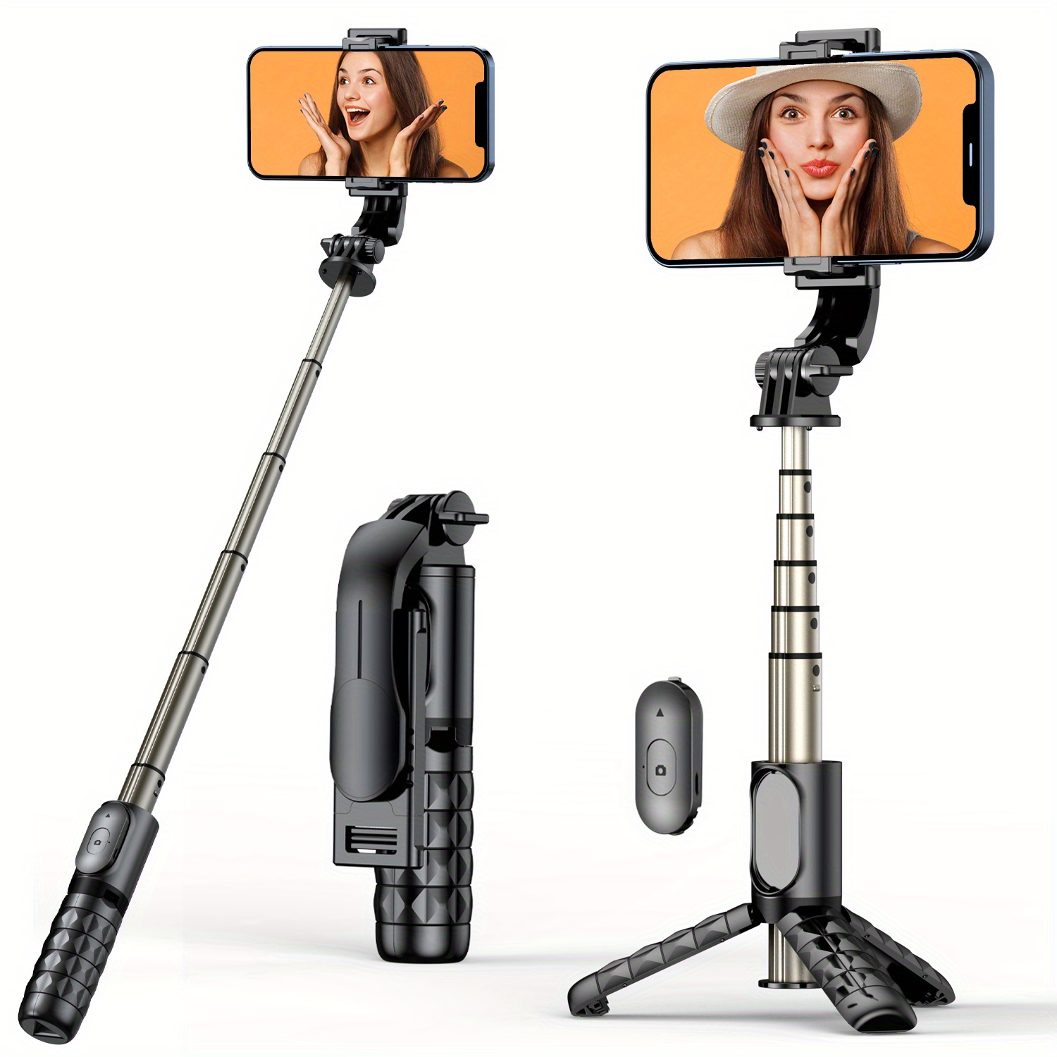 Portable Aluminum Alloy Selfie Stick Phone Tripod with Wireless Remote Shutter All in One Extendable Selfie Sticks Compact Design Compatible with 14 13 12 11 pro Max Xr X 8 7 6 Plus, Android Smartphone, Gift for Men Women - Image 5