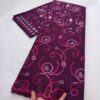 4.57 meter/African Lace Fabric, Swiss Tulle Floral Embroidery Lace Fabric with Rhinestones And Sequins, Suitable for Weddings/ Daily/ Parties - Image 2